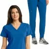 Barco One Women's Racer Solid Scrub Top & Boost Jogger Scrub Pant Set
