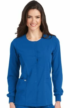 Grey's Anatomy Women's 2 Pocket Snap Front Solid Scrub Jacket