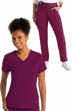 Grey's Anatomy Women's Solid Scrub Top & Serena Scrub Pant