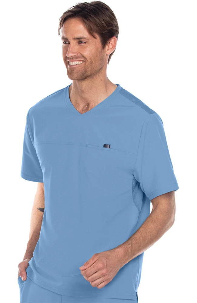 Barco One Clearance Men's V-Neck Mesh Yoke Solid Scrub Top 1 Barco One Clearance Men's V-Neck Mesh Yoke Solid Scrub Top