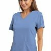 Grey's Anatomy Women's Astra V-Neck Laced Sleeve Solid Scrub Top