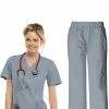 Cherokee Workwear Women's Mock Wrap Scrub Top & Elastic Waist Scrub Pant Set