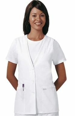Cherokee Women's Button-Front Vest Solid Scrub Vest