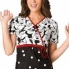 Cherokee Women's Mock Wrap Minnie Mouse Print Scrub Top