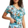 Cherokee Women's Wildlife Sanctuary Print Scrub Top