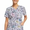 Cherokee Women's Feline Fierce Print Scrub Top