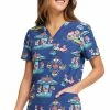 Cherokee Women's Carnival Critters Print Scrub Top