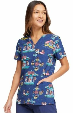 Cherokee Women's Carnival Critters Print Scrub Top