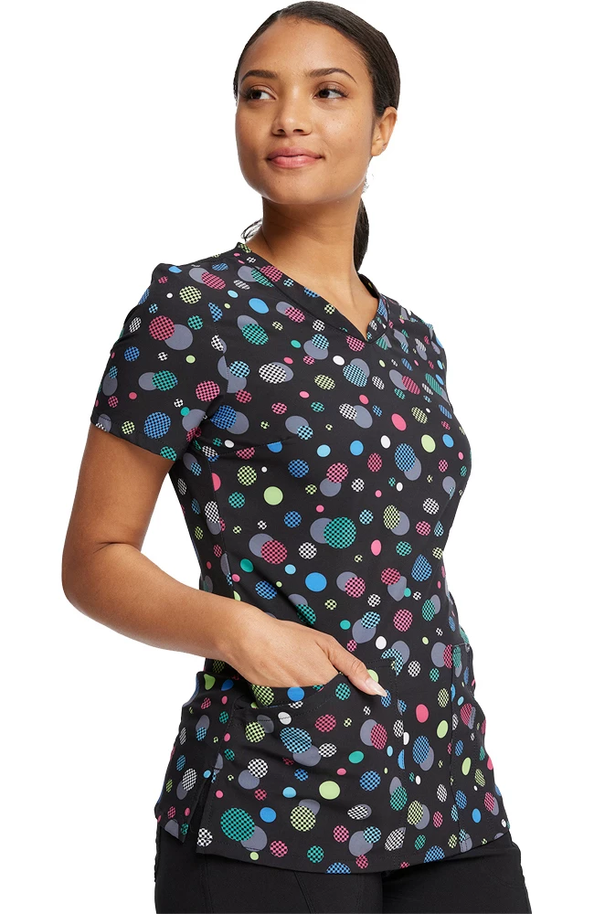 Cherokee Women's Checker Dots Print Scrub Top 1 Cherokee Women's Checker Dots Print Scrub Top