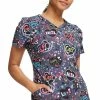 Cherokee Women's Work Of Heart Print Scrub Top