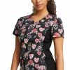 Cherokee Women's Sugar Skull Flutter Print Scrub Top