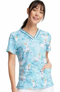 Cherokee Women's Obviously A Unicorn Print Scrub Top