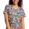 Cherokee Women's Grateful Snoopy Print Scrub Top