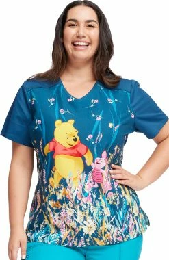 Cherokee Women's Flower Walk Print Scrub Top