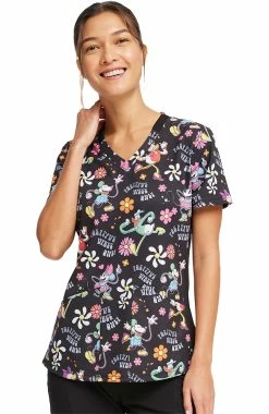 Cherokee Women's Positive Vibes Print Scrub Top