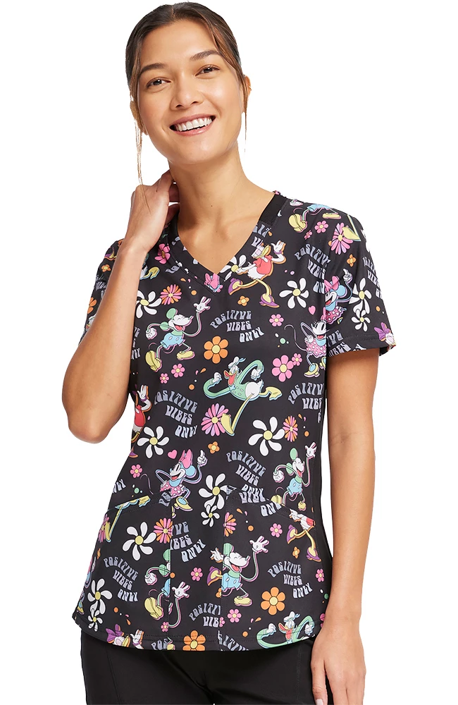 Cherokee Women's Positive Vibes Print Scrub Top 1 Cherokee Women's Positive Vibes Print Scrub Top