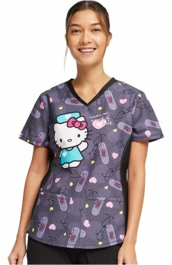 Cherokee Women's Working Heart Print Scrub Top