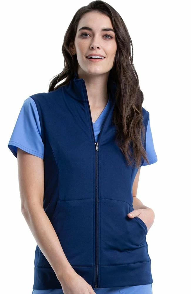 Cherokee Workwear Women's Knit Solid Scrub Vest 1 Cherokee Workwear Women's Knit Solid Scrub Vest