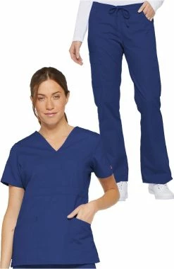 Dickies Women's Mock Wrap Top & Drawstring Pant Scrub Set