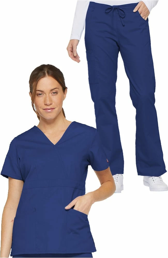 Dickies Women's Mock Wrap Top & Drawstring Pant Scrub Set 1 Dickies Women's Mock Wrap Top & Drawstring Pant Scrub Set