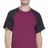Dickies Clearance Men's Crew Neck Colorblock Raglan Sleeve Solid Scrub Top