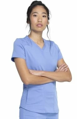 Dickies Women's Knitted Panel Solid Scrub Top