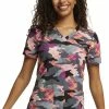 Dickies Women's Camo Plaid Print Scrub Top