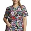 Dickies Women's V-Neck Love Hope Heal Print Scrub Top