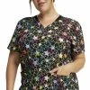 Dickies Women's Star Spectrum Print Scrub Top