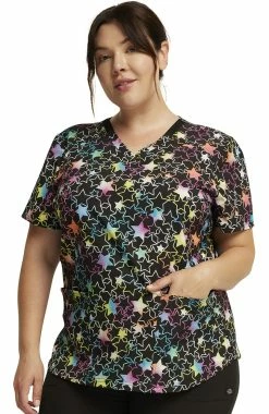 Dickies Women's Star Spectrum Print Scrub Top