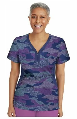 Healing Hands Women's Jessi Y-Neck Beyond Just Camo Print Scrub Top