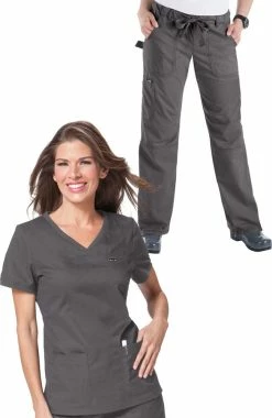Koi Women's Nicole V-Neck Solid Scrub Top & Lindsey Cargo Scrub Pant Set