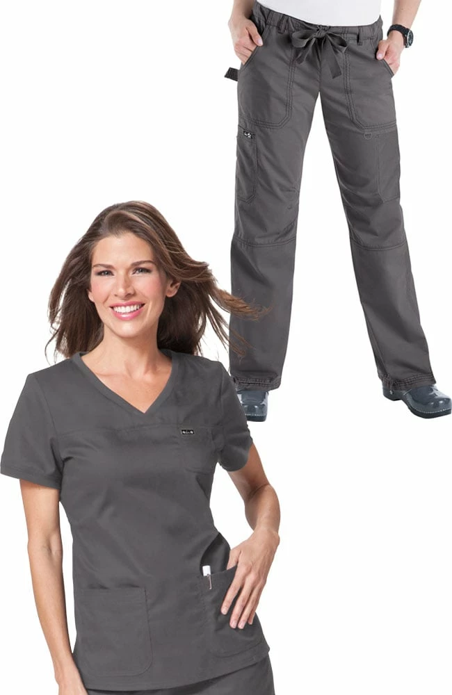 Koi Women's Nicole V-Neck Solid Scrub Top & Lindsey Cargo Scrub Pant Set 1 Koi Women's Nicole V-Neck Solid Scrub Top & Lindsey Cargo Scrub Pant Set