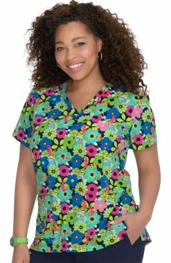 Koi Women's Lulu V-Neck Sea Horse Print Scrub Top