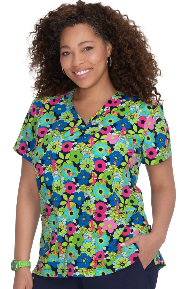 Koi Women's Lulu V-Neck Sea Horse Print Scrub Top 1 Koi Women's Lulu V-Neck Sea Horse Print Scrub Top