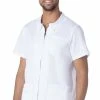 Landau Men's Collared Zip Front Solid Scrub Top