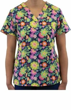 Maevn Uniforms Women's Antique Floral Print Scrub Top