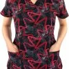 Maevn Uniforms Women's Abstract Wavy Print Scrub Top