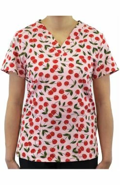 Maevn Uniforms Women's Cherries Berries Print Scrub Top