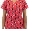 Maevn Uniforms Women's Curved V-Neck Furever Friends Print Top