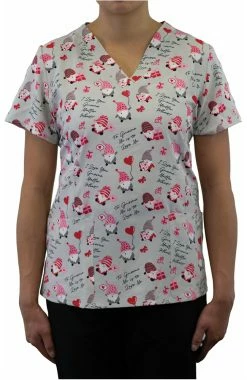 Maevn Uniforms Women's Gnome Matter What Print Scrub Top