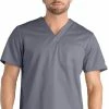 EON Men's V-Neck Mesh Panel COOLMAX Solid Scrub Top