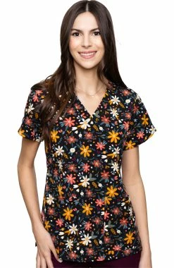 Med Couture Women's Vicky Harvest Floral Print Scrub Top