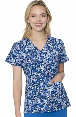 Med Couture Women's Vicky Lilac Floral Print Scrub Top