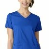 WonderWORK Women's Contoured V-Neck Solid Scrub Top