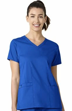 WonderWORK Women's Contoured V-Neck Solid Scrub Top