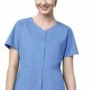 WonderWORK Women's Short Sleeve Snap Scrub Jacket