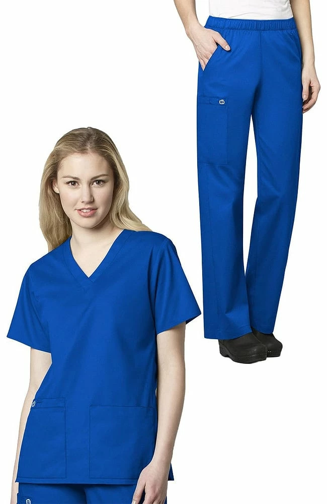 WonderWORK Women's V-Neck Solid Scrub Top & Elastic Waist Scrub Pant Set 1 WonderWORK Women's V-Neck Solid Scrub Top & Elastic Waist Scrub Pant Set