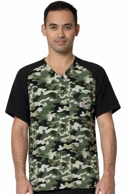 Carhartt Men's Ombre Camo Basil Print Scrub Top
