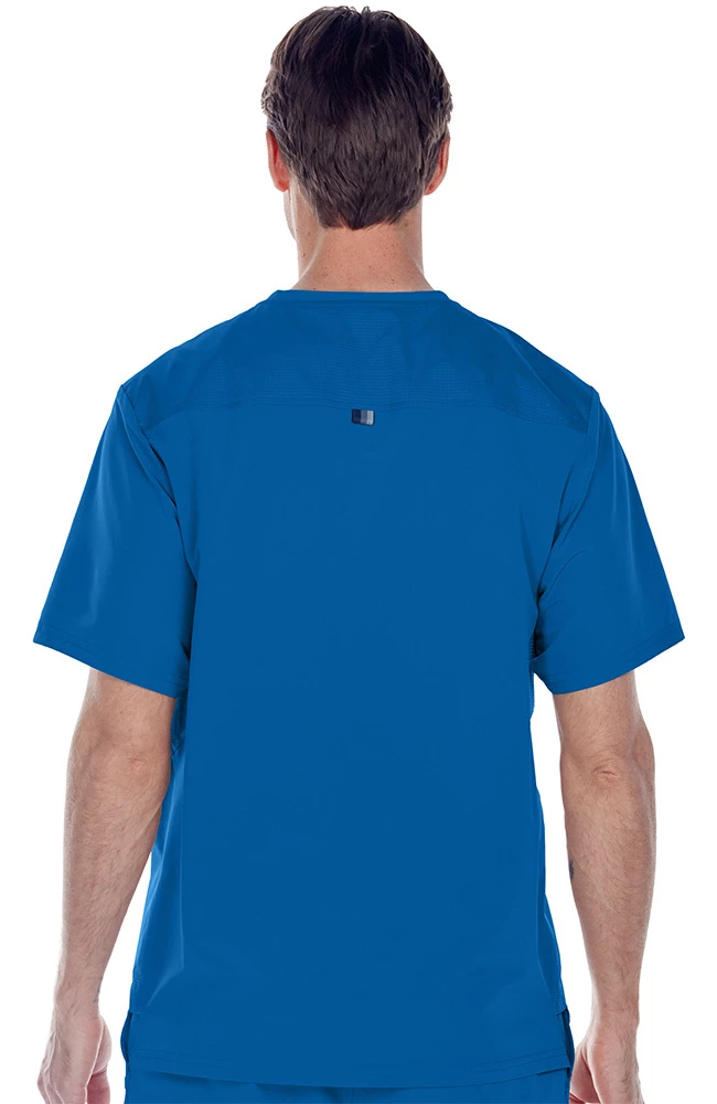 Barco One Clearance Men's V-Neck Mesh Yoke Solid Scrub Top 2 Barco One Clearance Men's V-Neck Mesh Yoke Solid Scrub Top - Image 2